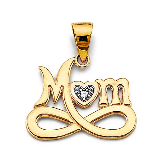 New Real 14K Yellow gold Mom Pendant